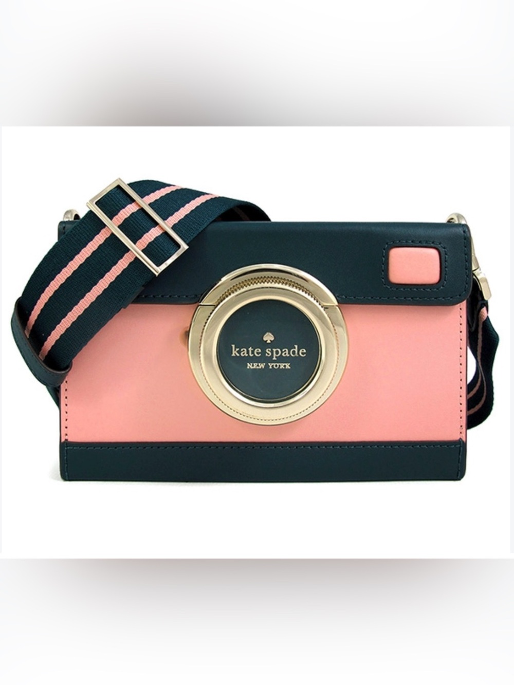 Kate Spade Oh Snap Cámara Crossbody Bag, Donut Pink Leather Novelty K8167